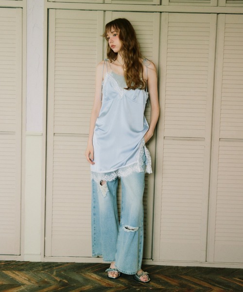 パーティードレス ワンピース sensual satin cami onepiece / レース