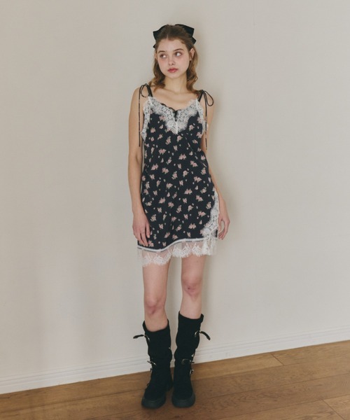 パーティードレス ワンピース sensual satin cami onepiece / レース