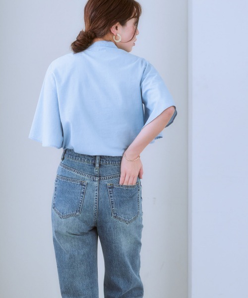 「7days Life Styling」 半袖ブラウス M ブルー レディース_画像8