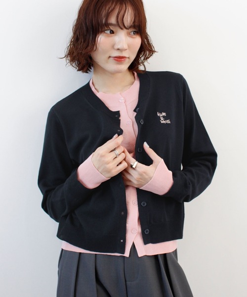 カーディガン ロゴ刺繍レイヤードカーディガン レディース : ZOZOTOWN