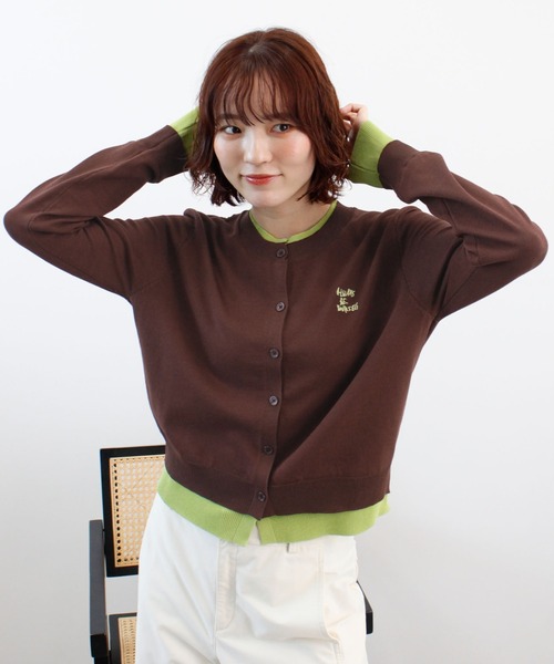 カーディガン ロゴ刺繍レイヤードカーディガン レディース : ZOZOTOWN
