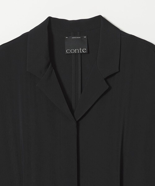 conte オールインワン 「conte」サテン オープンカラー ジャンプスーツ