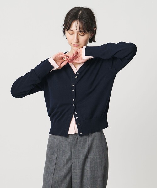 定価28600円 ユナイテッドアローズ ケーブル Vネック カーディガン 黒 UNITED ARROWS（ユナイテッドアローズ） カーディガン Vネック