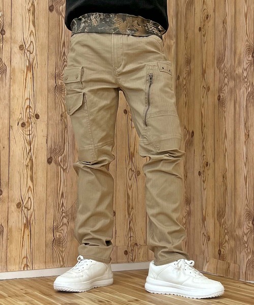 Avipex ベージュ カーゴパンツ AVIREX（アヴィレックス） カーゴパンツ TRETCH HERRINGBONE CARGO