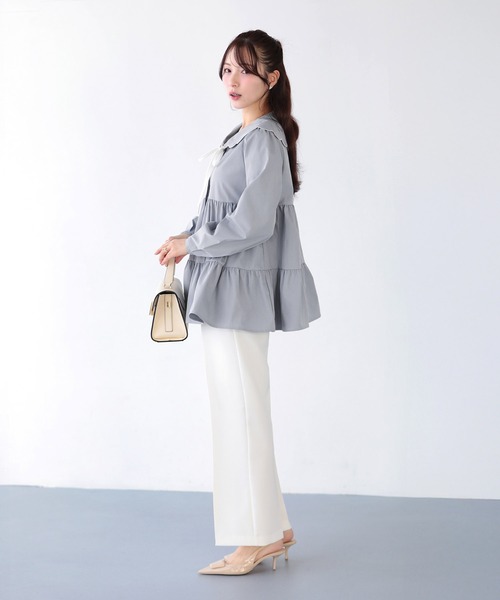 Fit more（フィットモア） ブラウス シャツ スカラップセーラーカラー