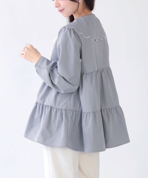 Fit more（フィットモア） ブラウス シャツ スカラップセーラーカラー