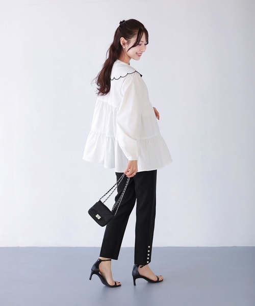 Fit more（フィットモア） ブラウス シャツ スカラップセーラーカラー