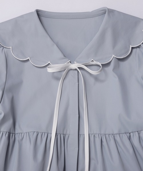Fit more（フィットモア） ブラウス シャツ スカラップセーラーカラー