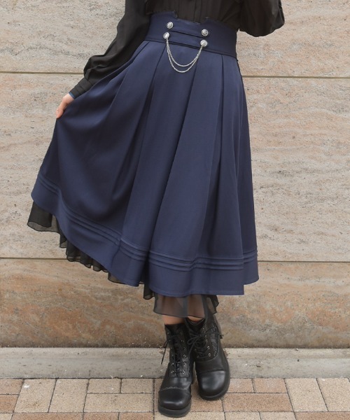 axes femme（アクシーズ ファム） スカート チェーン付ダブルボタン