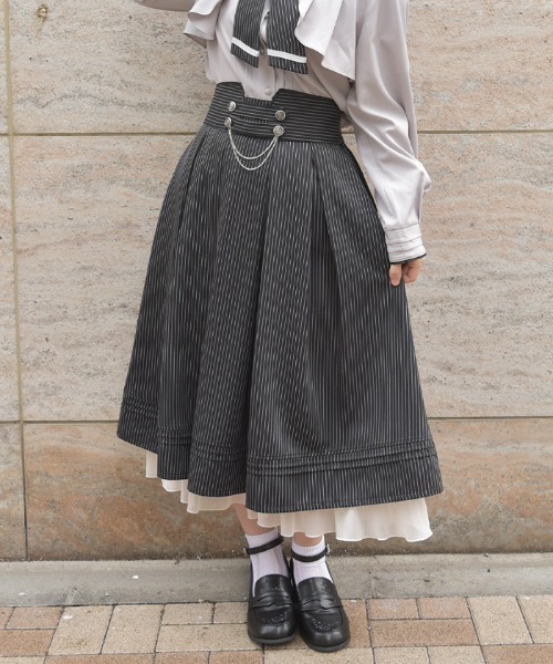 axes femme（アクシーズ ファム） スカート チェーン付ダブルボタン