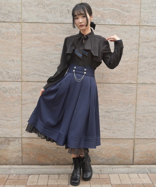 axes femme（アクシーズ ファム） スカート チェーン付ダブルボタン
