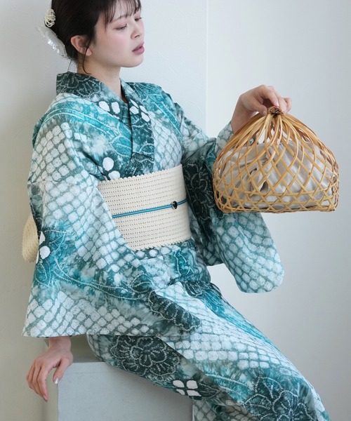 utatane 浴衣 有松絞り浴衣3点セット 水花あそび レディース