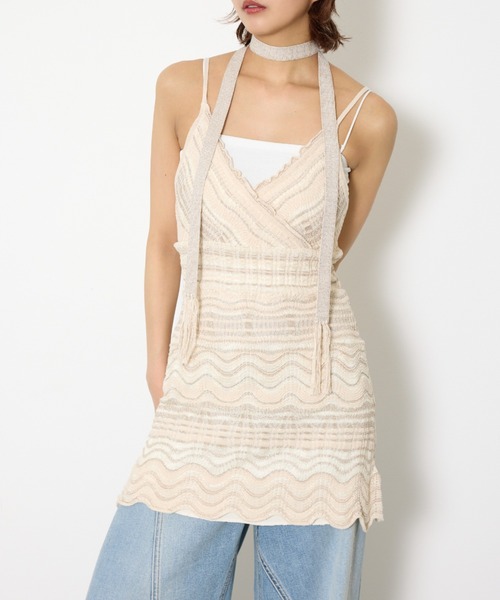 SLY（スライ） キャミソール KNIT FRILL CAMI TOPS ニットフリルキャミ 