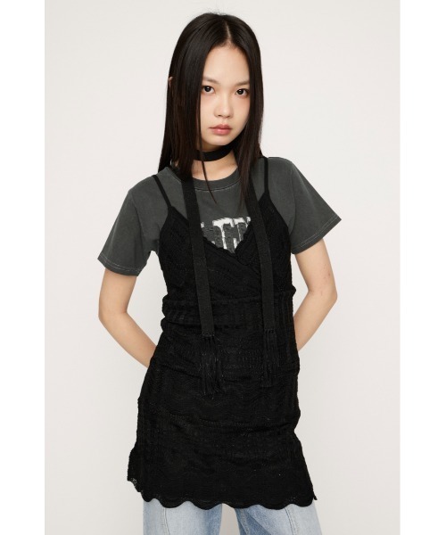 SLY（スライ） キャミソール KNIT FRILL CAMI TOPS ニットフリルキャミ