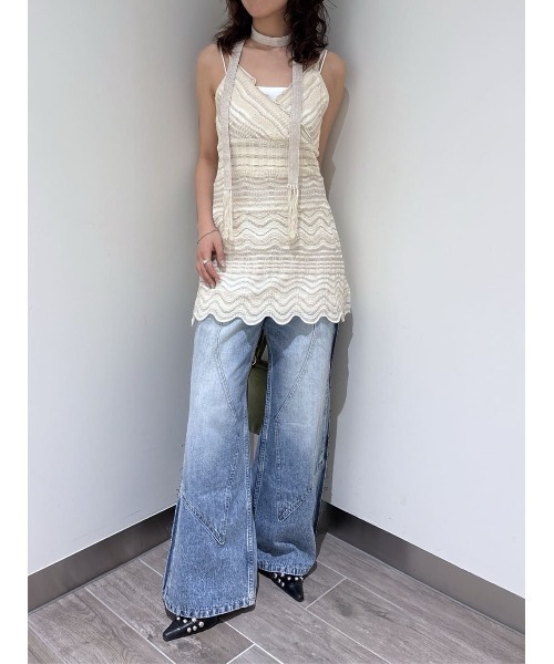 SLY（スライ） キャミソール KNIT FRILL CAMI TOPS ニットフリルキャミ 