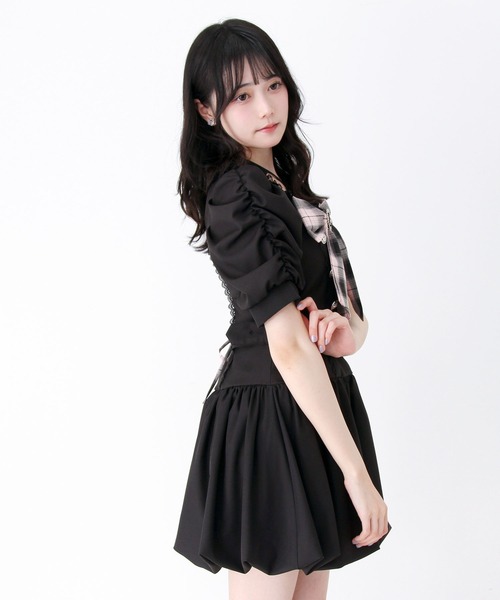 DearMyLove ワンピース 姫系キラキラビジューハートリボンレースアップ