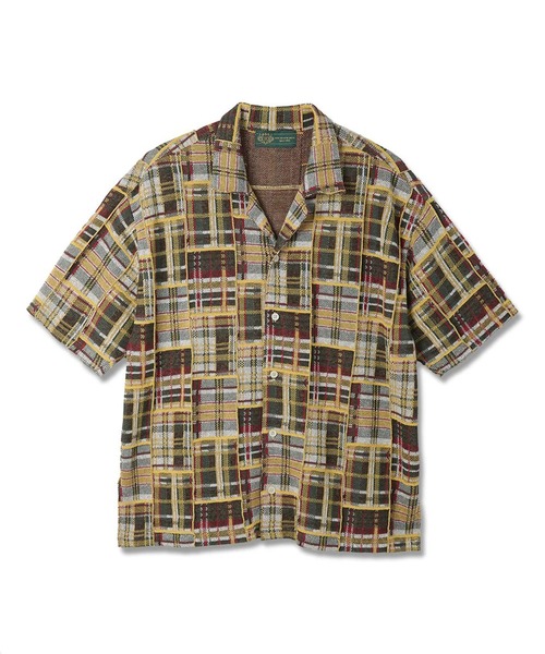 シャツ Knitted Patchwork Open Collar Shirt メンズ