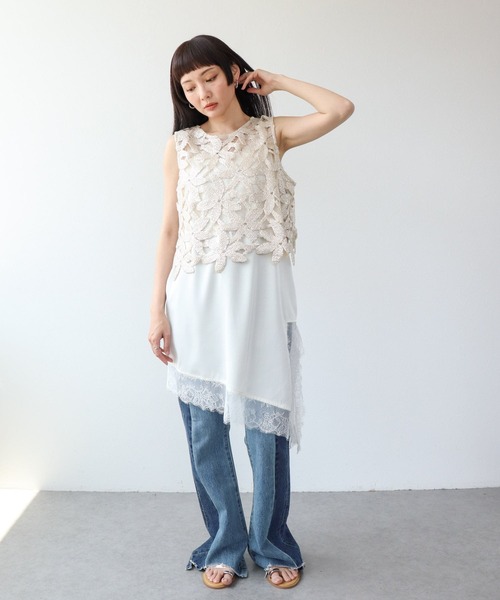 Three Four Time（スリーフォータイム） ベスト ジレ カギ編み箔