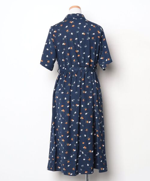「RETRO GIRL」 花柄シャツワンピース M ネイビー レディース_画像2