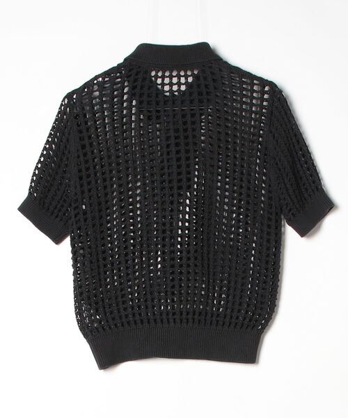 「HYKE」 25SS CROCHETED POLO SWEATER 半袖ポロシャツ 1 ブラック レディース_画像2