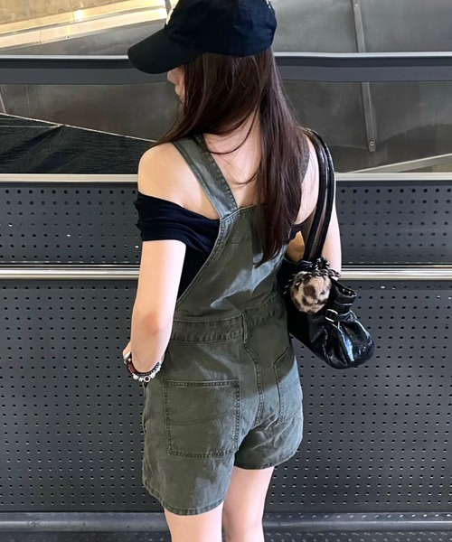 SHEENA（シーナ） サロペット オーバーオール ワンポイント刺繍ロゴ