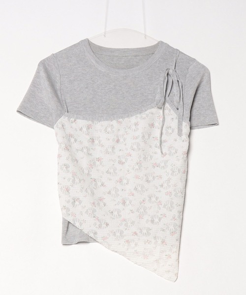 Chick tシャツ 半袖 花柄レース半袖ニットトップス 夏物 夏服