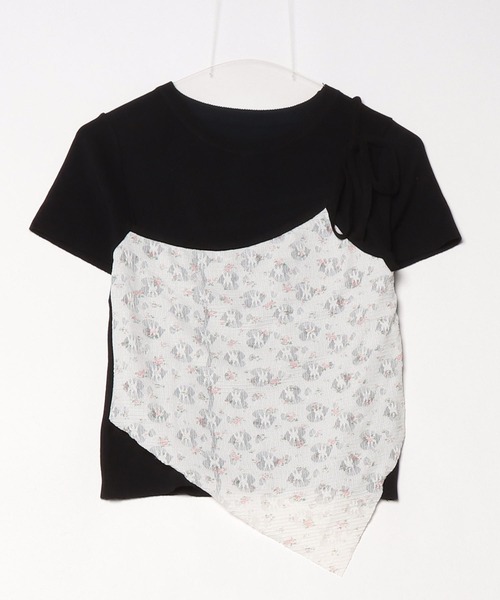 Chick tシャツ 半袖 花柄レース半袖ニットトップス 夏物 夏服