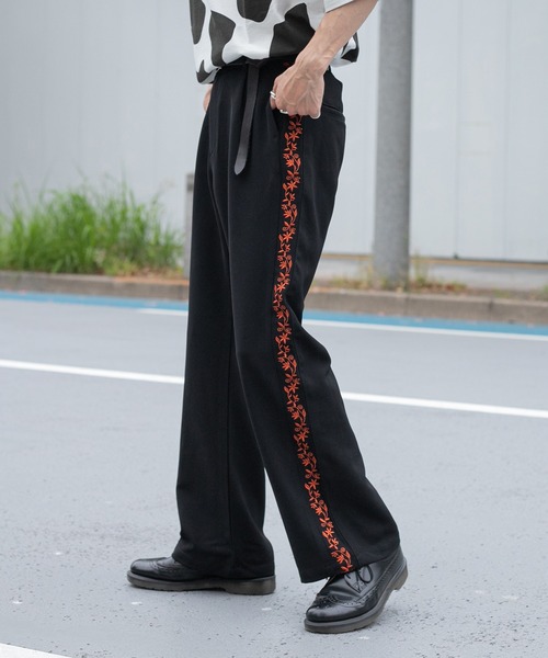 Perushu パンツ フラワー刺繍フレアパンツ : ZOZOTOWN Yahoo!店 - 通販