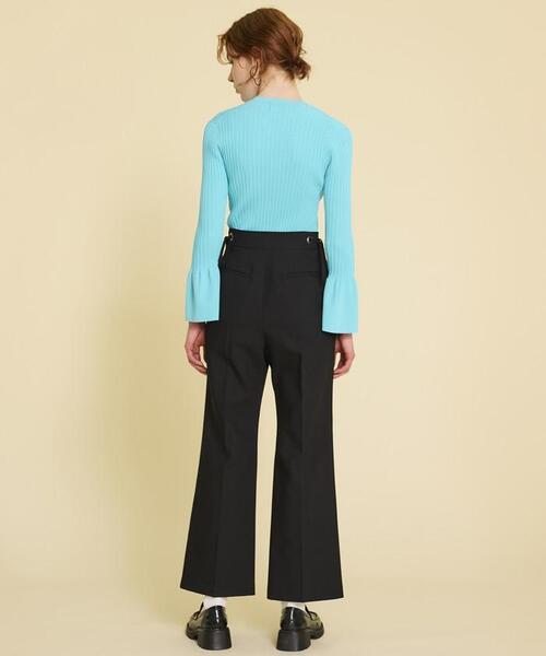 LANVIN en Bleu パンツ ダブルクロスベルトデザインフレアパンツ 