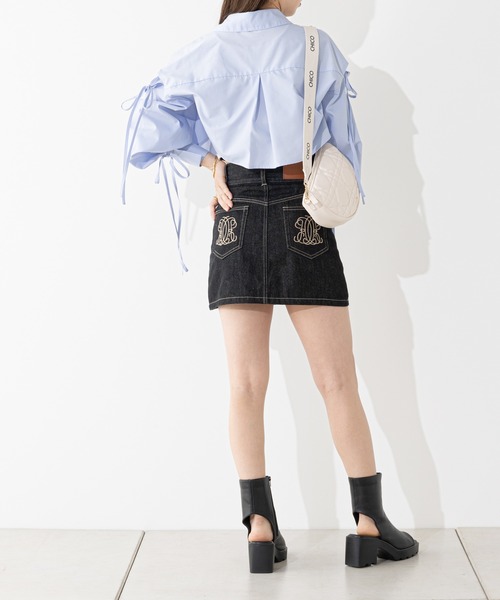 【今期完売】フーズフーチコ★肩スリット短丈シャツ★ミスティック、カスタネ Chico（チコ） シャツ ブラウス 【2023SS/新色追加】肩スリット短丈