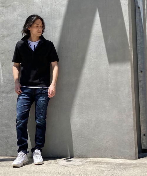 Noah NYC ブラック ストライプ ポロシャツ SizeMAX】サッカーストライプポロシャツ【AOKI公式通販】