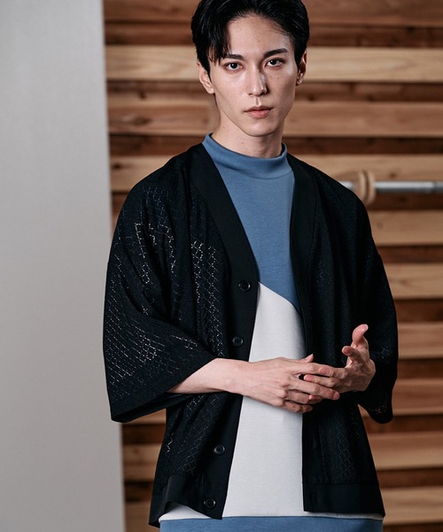NO ID.サマーカーディガン（ブラック） NO ID.（ノーアイディー） カーディガン 「NO ID.」Lace Cardigan