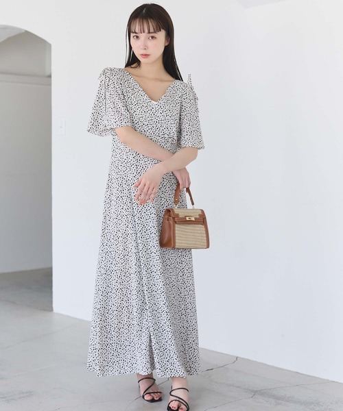 fifth ワンピース 小花柄カシュクールロングワンピース