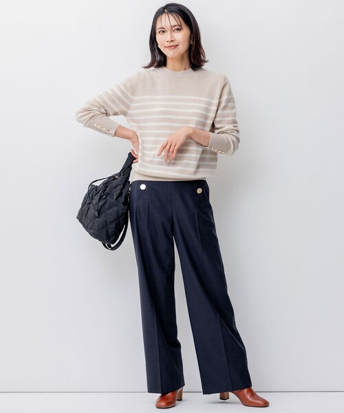 23区 ニット セーター 「洗える」ピュアカシミヤ ボーダー