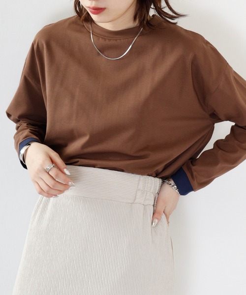 tシャツ a.n.l コットンプルオーバーバイカラートップス