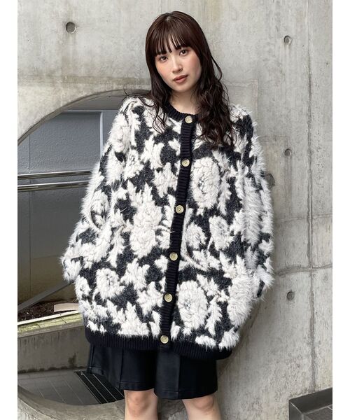 MURUA（ムルーア） カーディガン レディース フラワージャガード