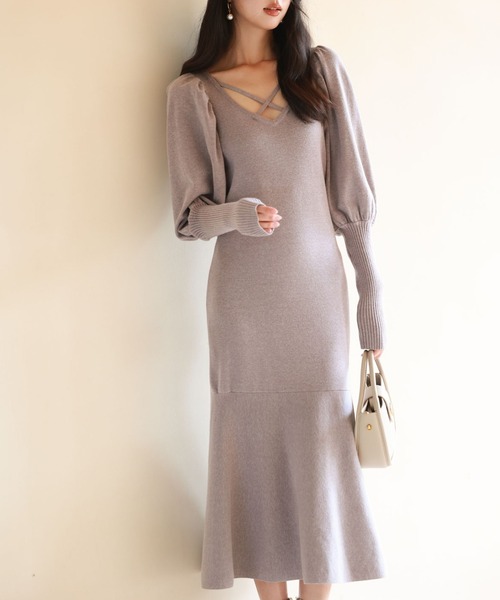 SAISON DE PAPILLON（セゾンドパピヨン） ワンピース マトンスリーブ