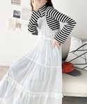 ワンピース 夏 3段ティアードで大人可愛い!シ...の詳細画像1