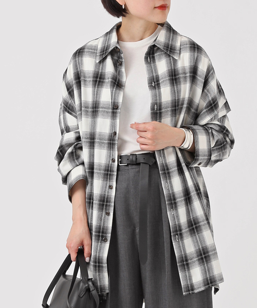 【PROVOKE】タグ付未使用 オーバーサイズチェックシャツ　2024AW シャツ ブラウス 「PROVOKE/プロヴォーク」Oversized check Shirt