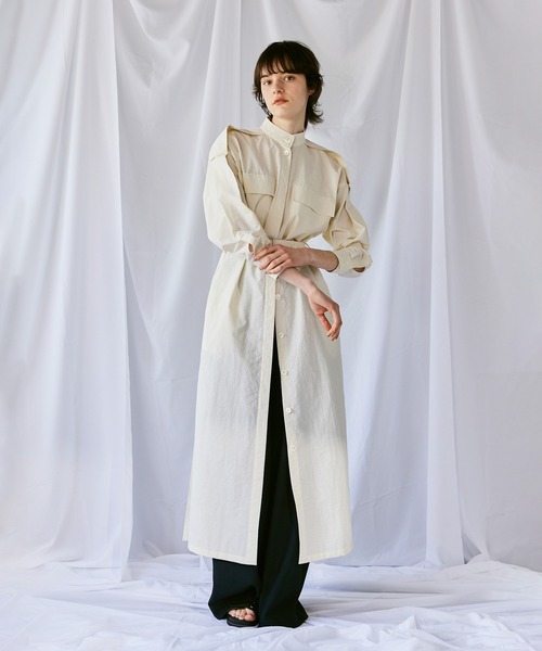 allureville ナイロンシャツワンピース ネイビー 半袖 20242614030_ad85f216a237c301c9