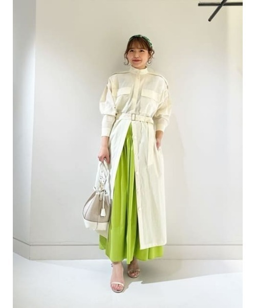 allureville ナイロンシャツワンピース ネイビー 半袖 allureville ワンピース ナイロンカシュクールワンピース