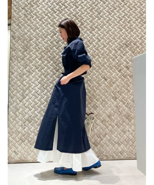 allureville シャツワンピース　長袖　M allureville シャツワンピース 綿ナイロンタンブラーワンピース