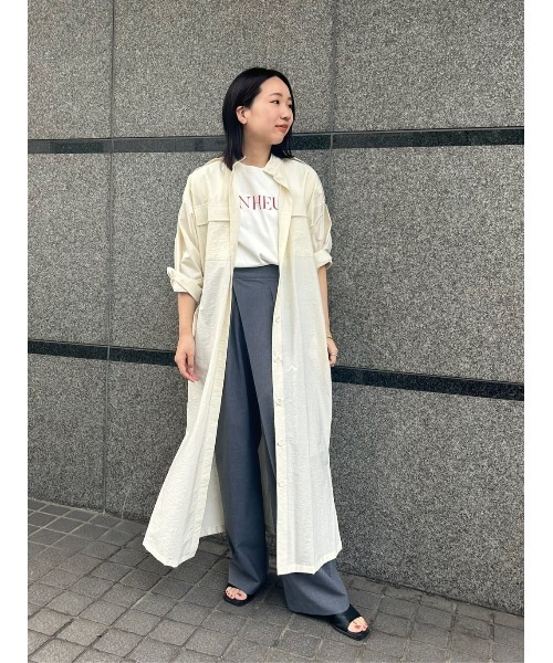 allureville ナイロンシャツワンピース ネイビー 半袖 ◇サッカースキッパーシャツワンピース|allureville OFFICIAL