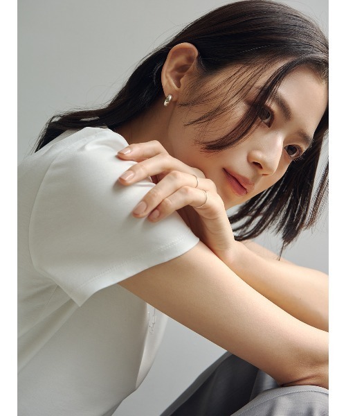 tシャツ シルクタッチコットンスリムフィットT レディースの画像
