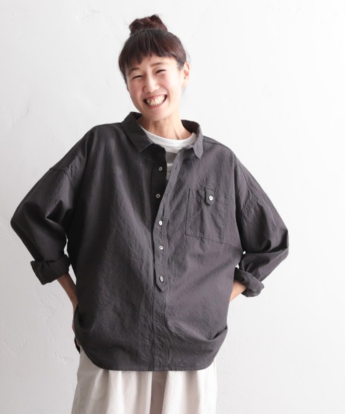 美品 ソウルベリー 僕と私の、休日プルオーバーシャツ ちび襟 ゆったり キナリ soulberry（ソウルベリー） ブラウス シャツ 僕と私の、休日プル