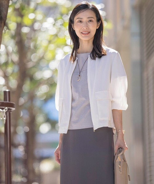 美品　ジェイプレス　24SS ボイルドワッシャー ブルゾン 洗える　8分袖 J.PRESS（J.プレス） ブルゾン アウター 「WEB限定・洗える」ボイルド