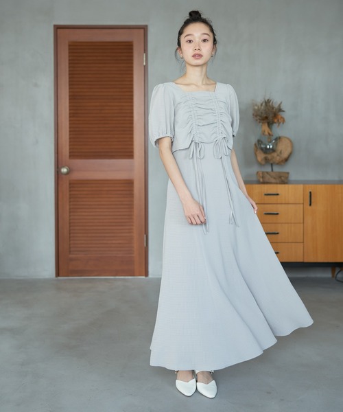 新品未使用　eco bich エコビッチ　パフスリーブ　ラッシュワンピース SET2点ZIPベスト+ニットワンピース/earth music&ecology（アース