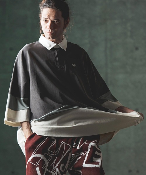 GLIMCLAP シャツ mhs2184- Oversized rugby shirt ラガーシャツ メンズ