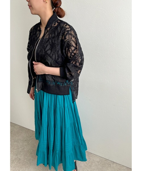 palm RICHE ブルゾン アウター 刺繍レースジップブルゾン