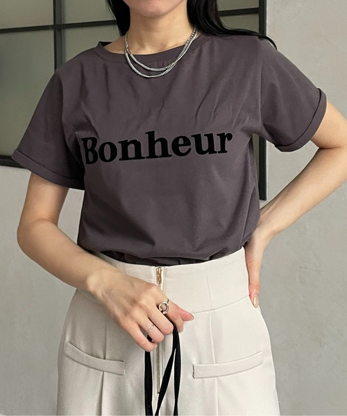 Thevon tシャツ フロッキーロゴプリントTシャツ レディース